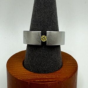 EUC floating-style citrine and stainless steel ring - size 6